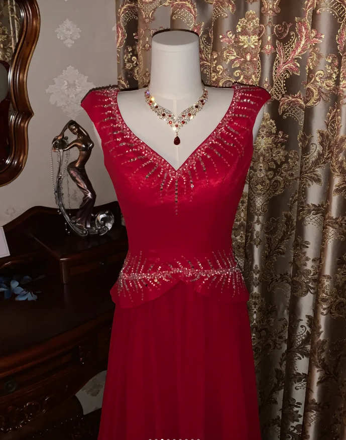 Glitter V Neck Sleeveless Satin Tulle Beaded Mermaid Long Evening Dress Party Gown D1749