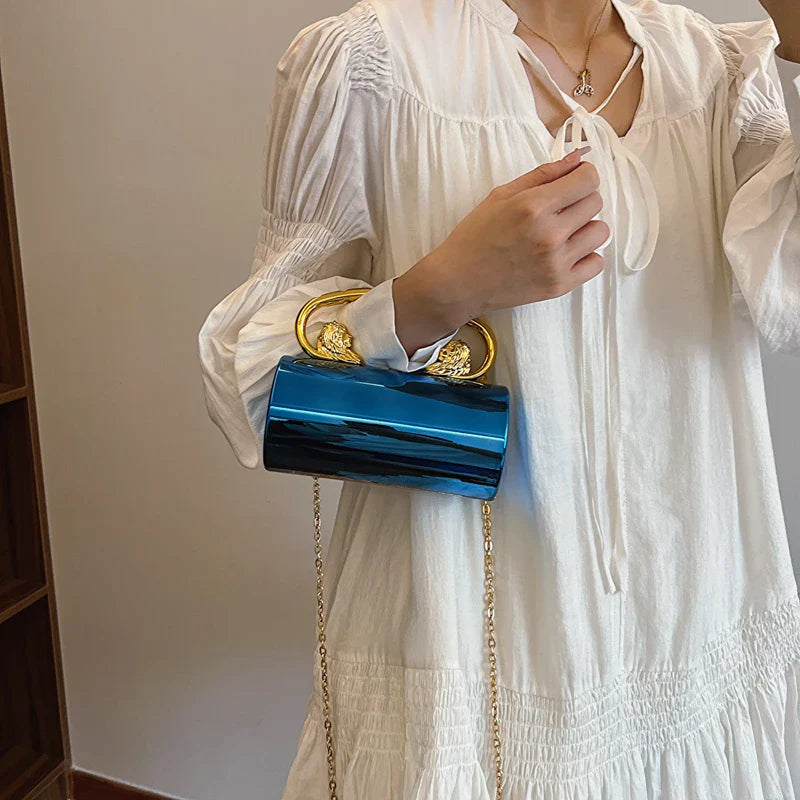 Acrylic Cylinder Crossbody Evening Clutch Bag