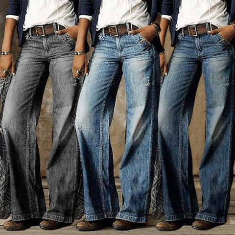 High Waist Wide Leg Distressed Flare Jeans 6