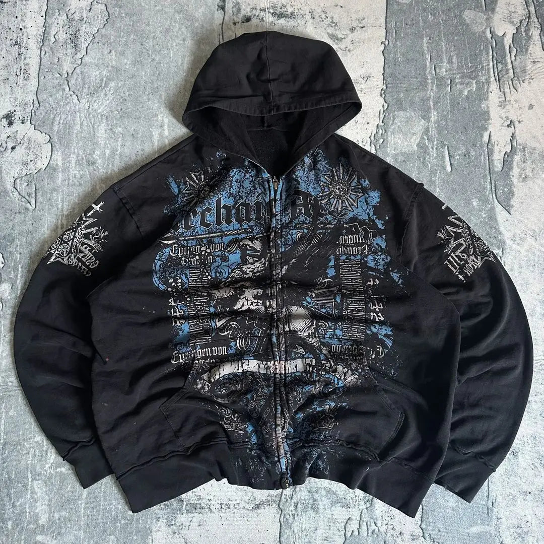 Retro Pattern Zipper Hoodie