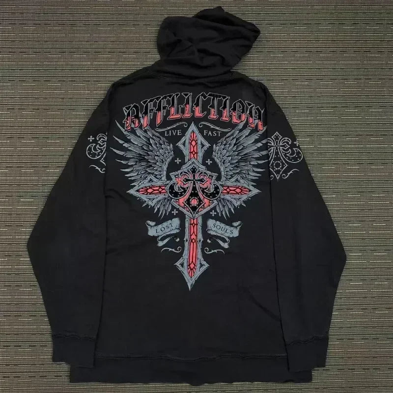 Y2K Gothic Skull Zipper Hoodie