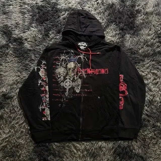 Gothic Skull Zipper Hoodie 9