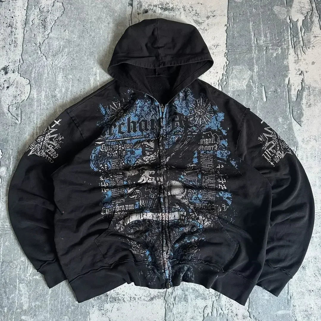 Gothic Skull Zipper Hoodie 8