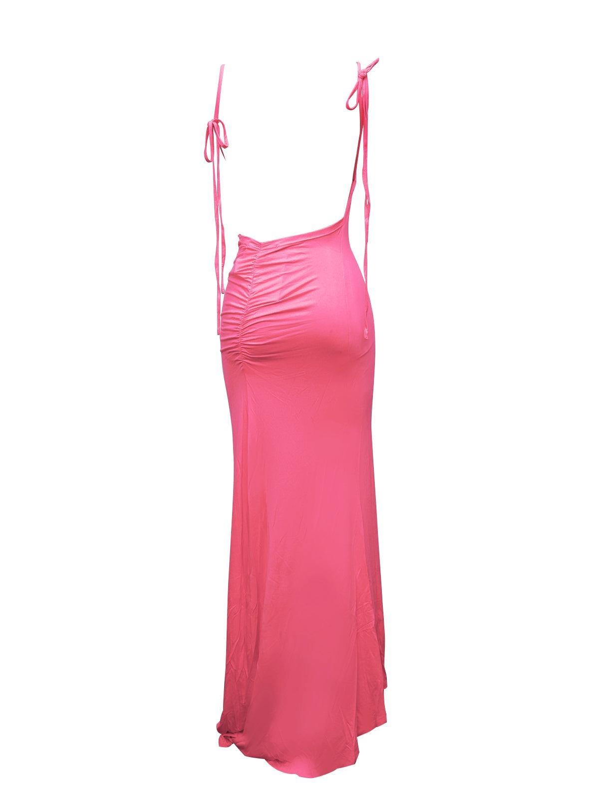 Agatha Backless Ruched Maxi Dress In Pink