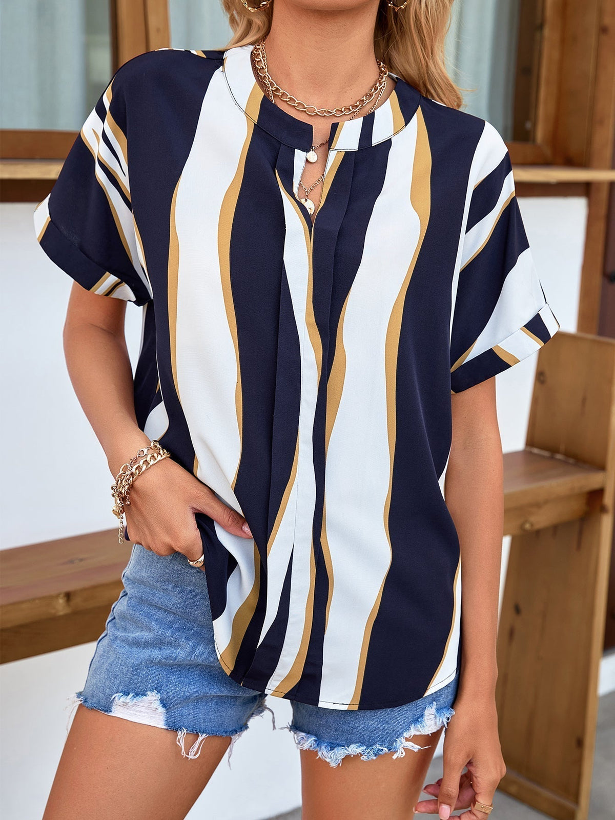 KittenAlarm - All Over Print Notched Neck Top