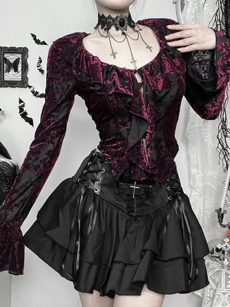 Grouped Frilled Knitted Top