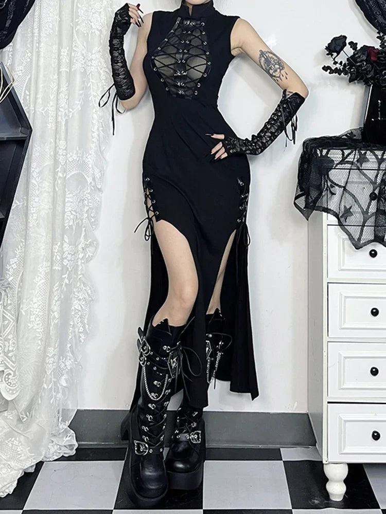 Digital Punk Net Bandage Midi Dress