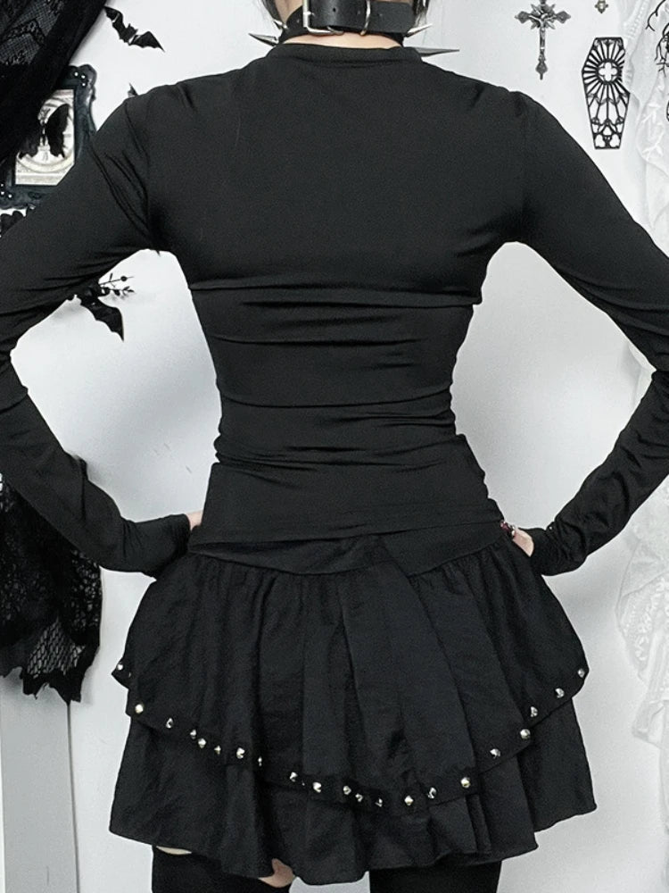 Hollow Mesh Patchwork Knit Top