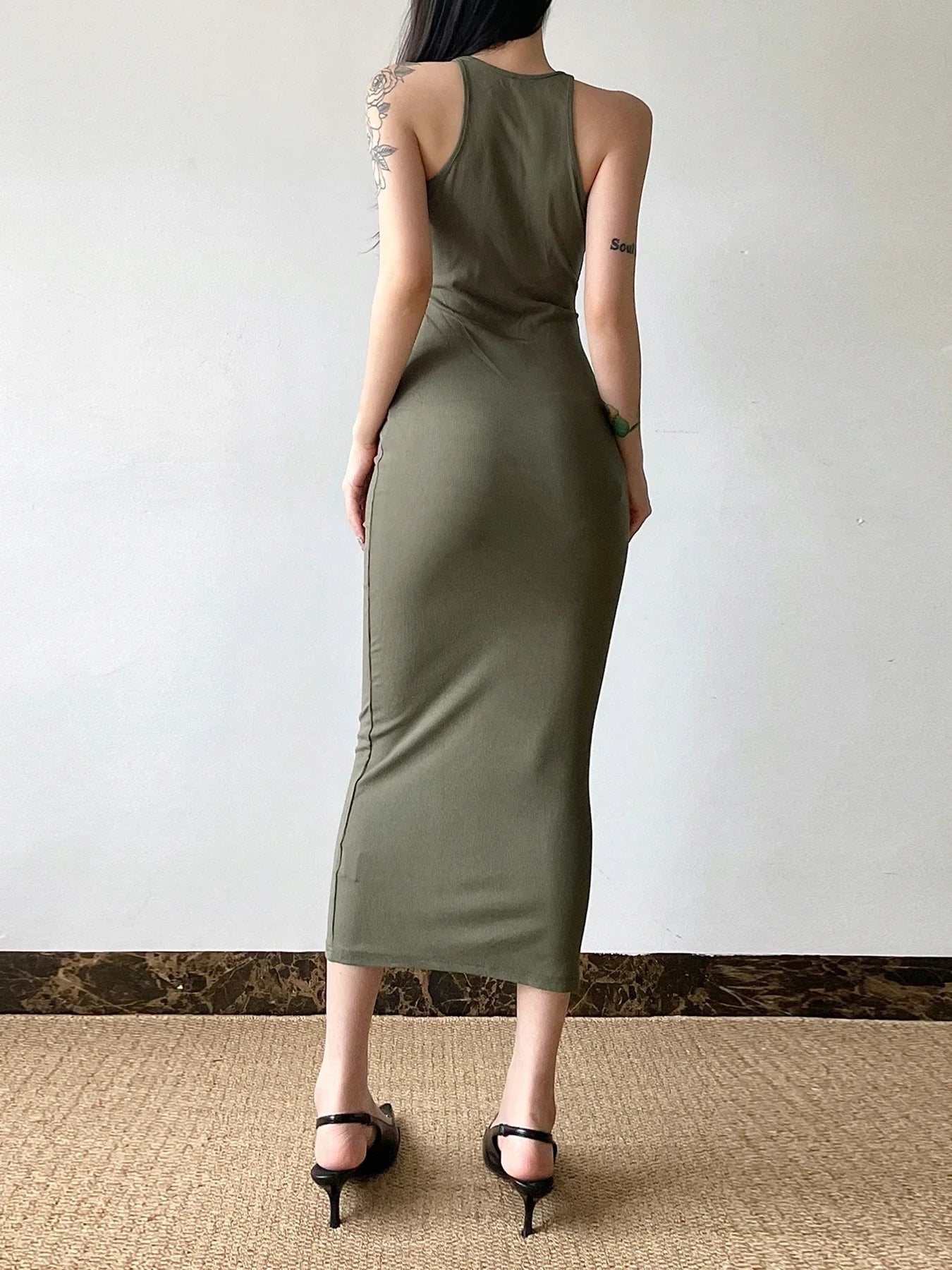 Graceful Hollow Out Spaghetti Midi Dress