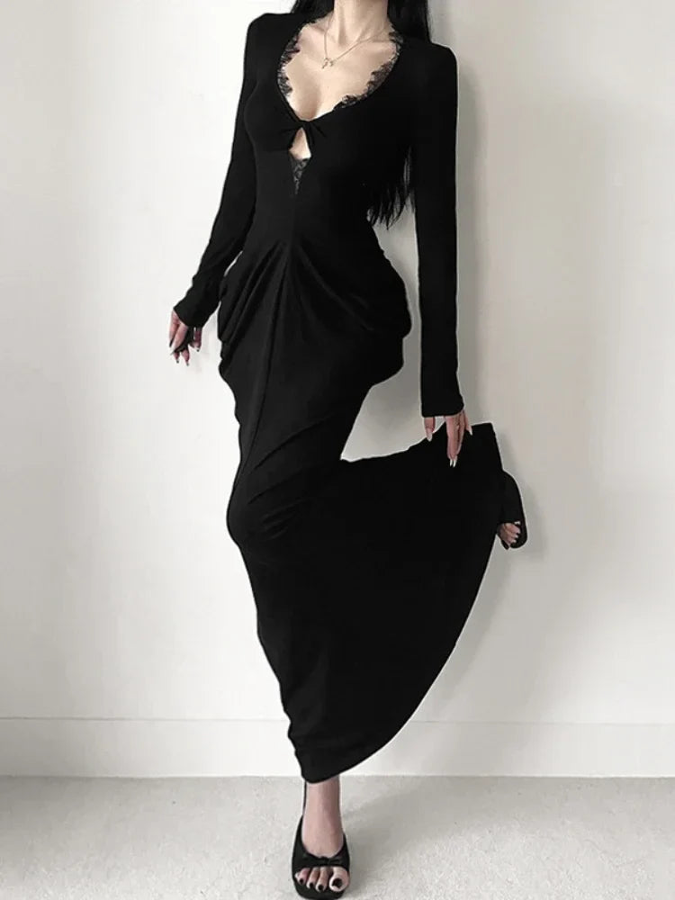 Graceful Lace Patchwork Corset Long Dress