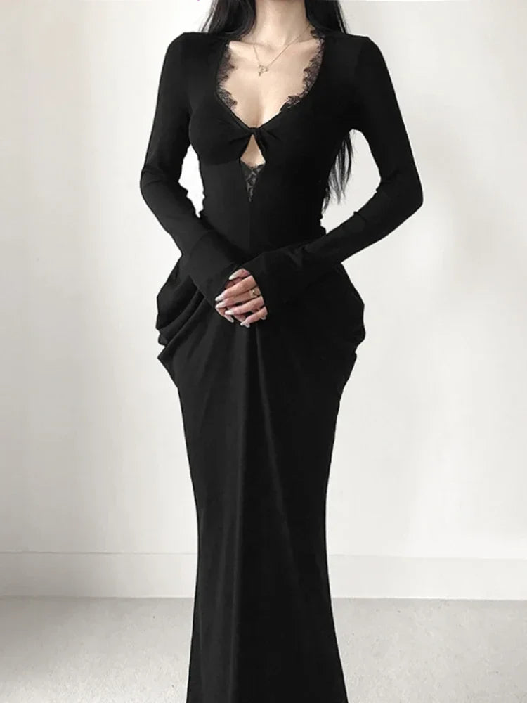 Graceful Lace Patchwork Corset Long Dress