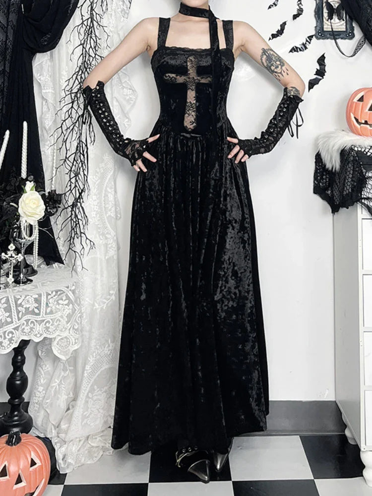 Cross Weave Patchwork Tall Waist Full Dress