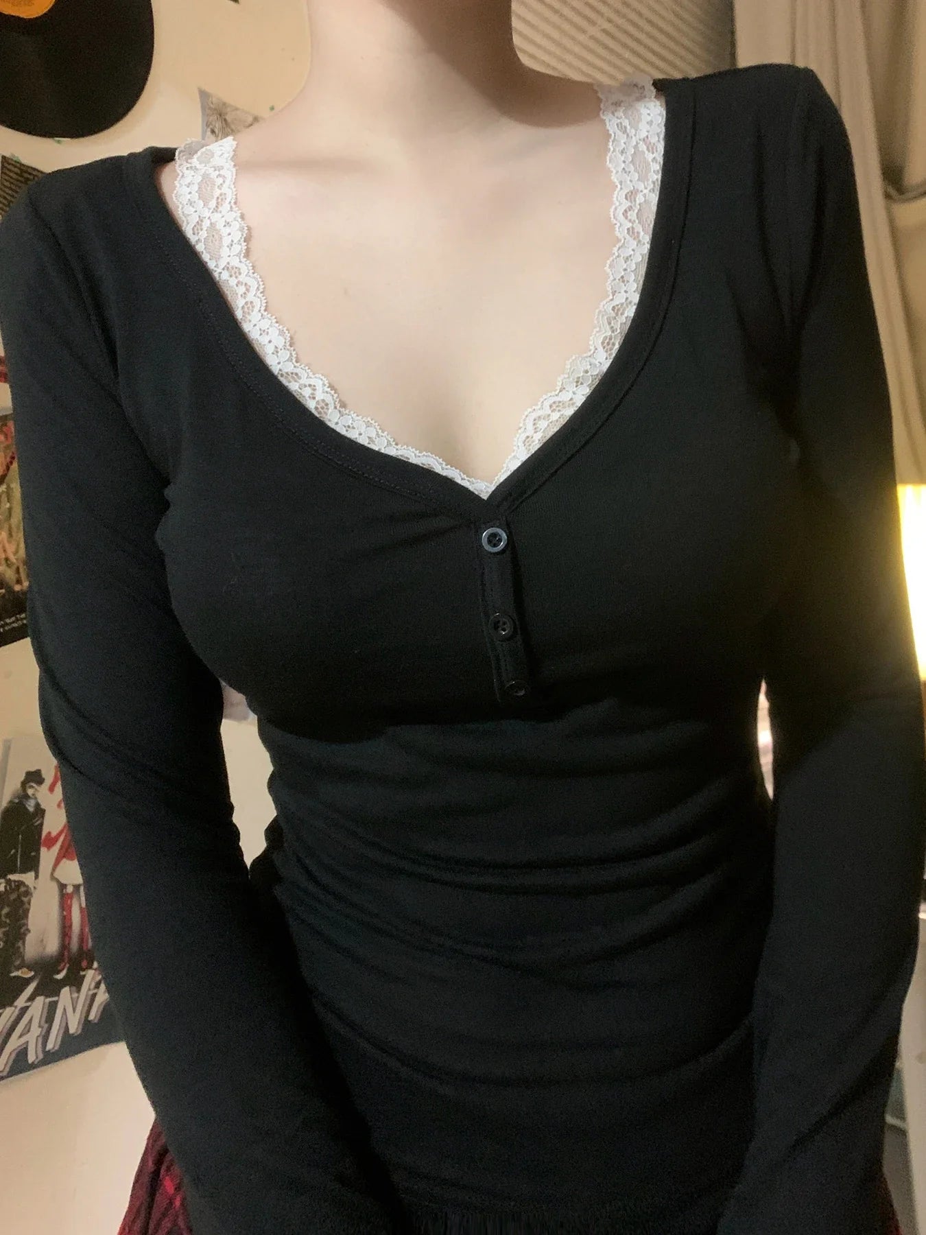 Vintage Lace Sleeve Knit Top