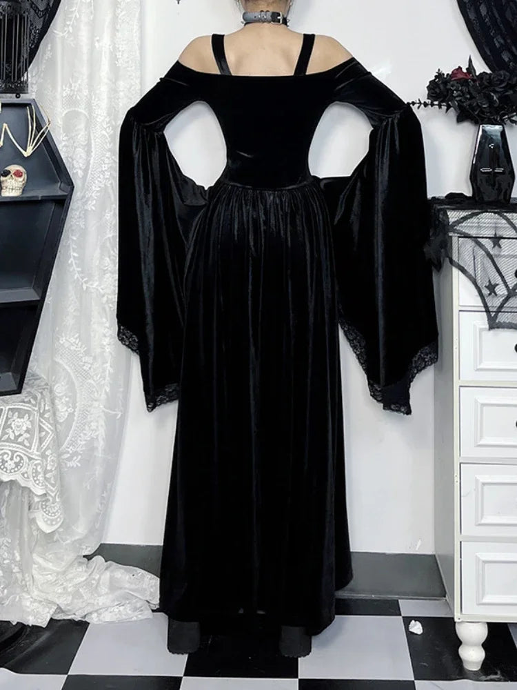 Flare Sleeve Tall Waist Bandage Maxi Dress