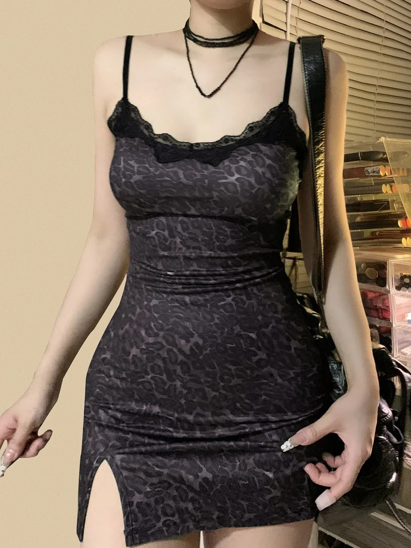 Spotted Lace Bodycon Mini Dress