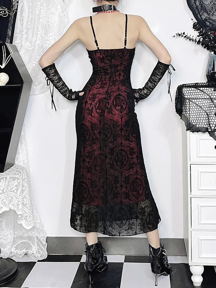 Cross Design Spaghetti Strap Full-Length Dress