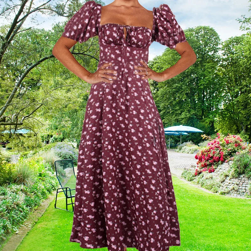 Small Fresh Floral Slim Fit Slit Camisole Floral Dress