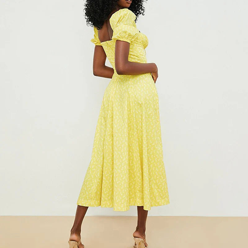 Small Fresh Floral Slim Fit Slit Camisole Floral Dress