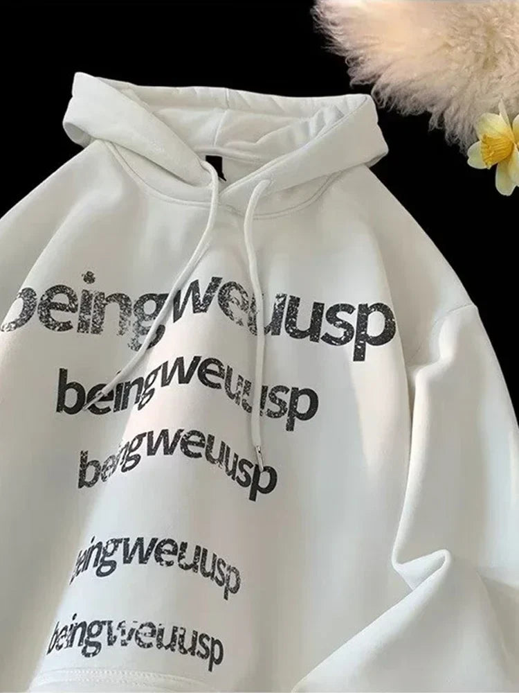 Retro Harajuku Letter Design Oversized Hoodie