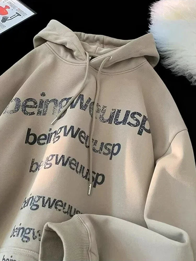 Retro Harajuku Letter Design Oversized Hoodie