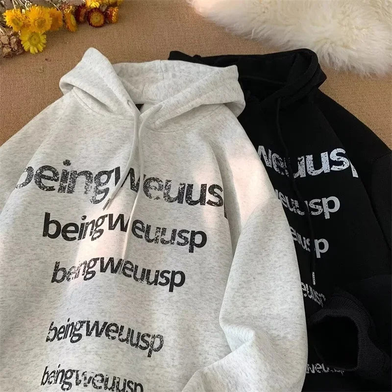 Retro Harajuku Letter Design Oversized Hoodie