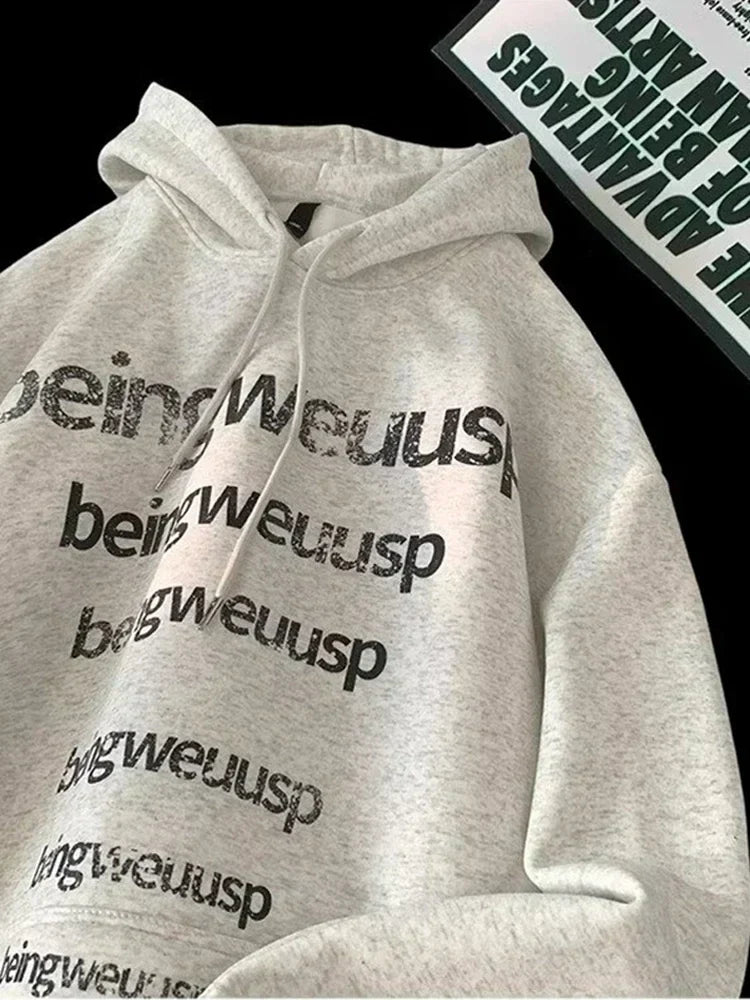 Retro Harajuku Letter Design Oversized Hoodie