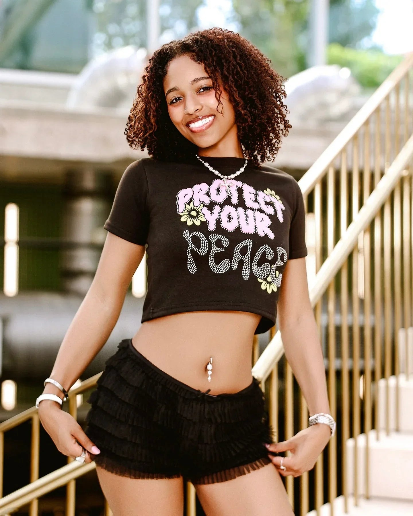 American Show Waist Letter Graphic T-shirt - Fashionpara