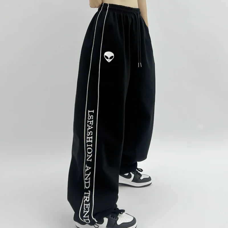 Printed Drawstring Sports Casual Pants
