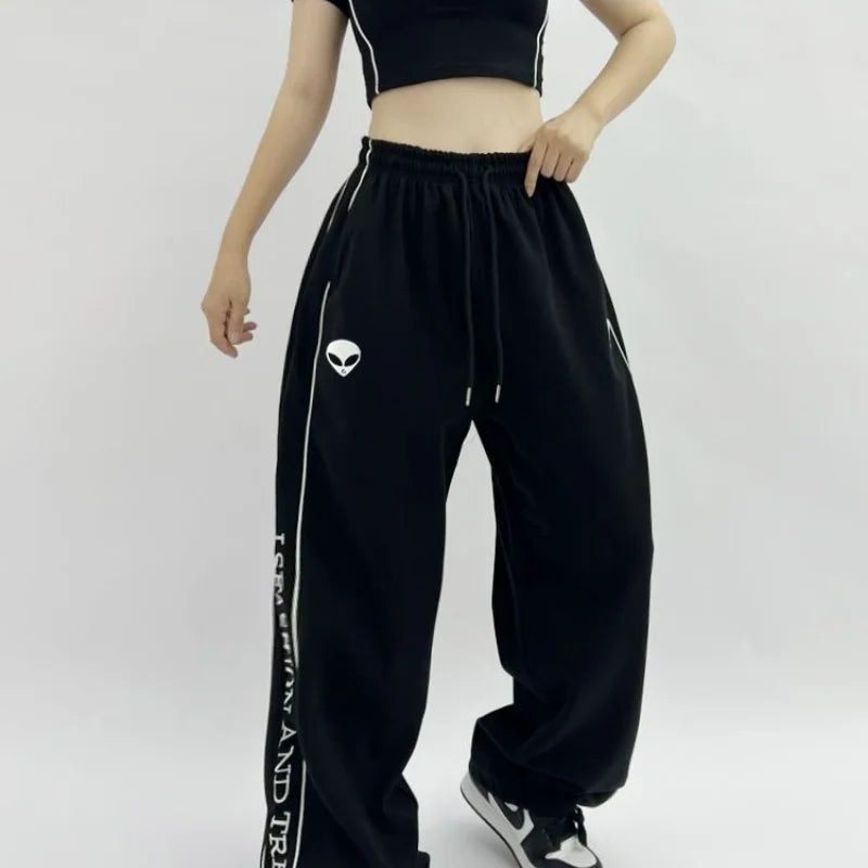 Printed Drawstring Sports Casual Pants