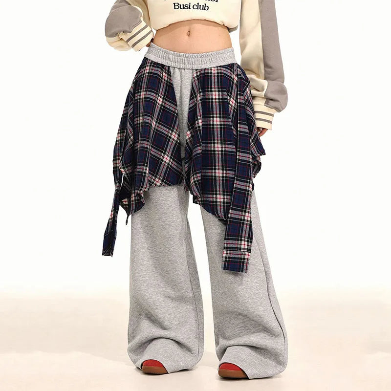Plaid Patchwork High Waist Pants