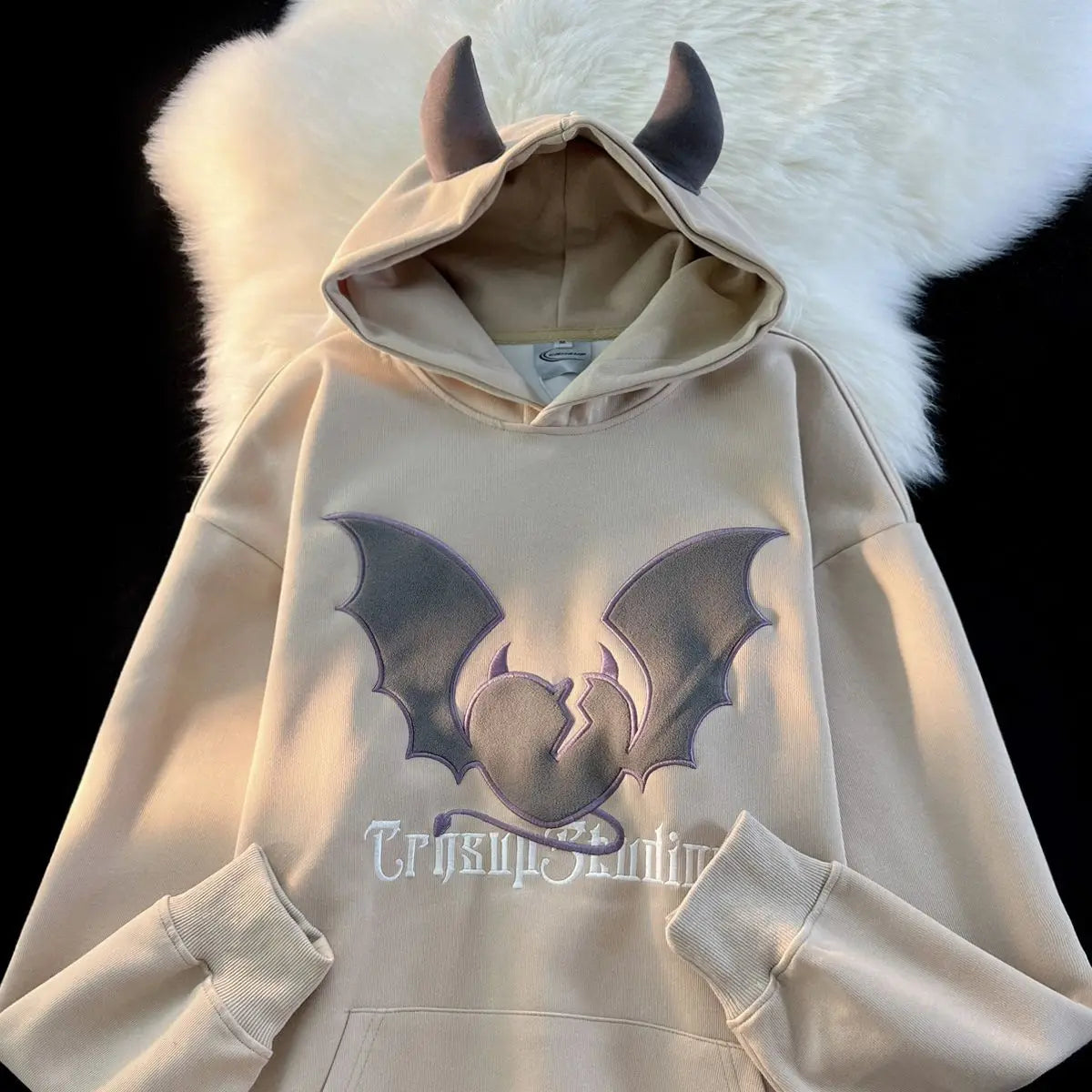 Bat Embroidery Harajuku Hoodie