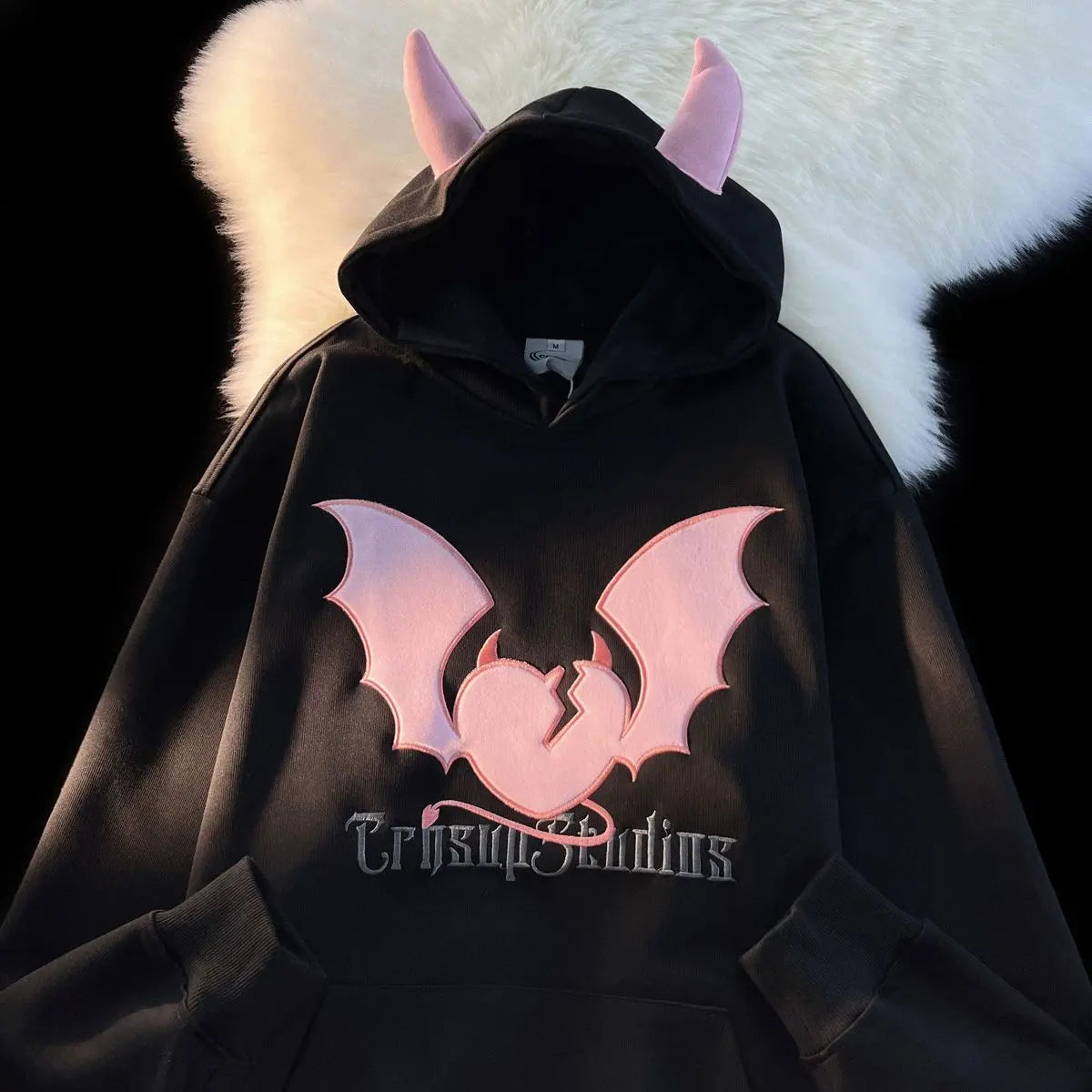 Bat Embroidery Harajuku Hoodie