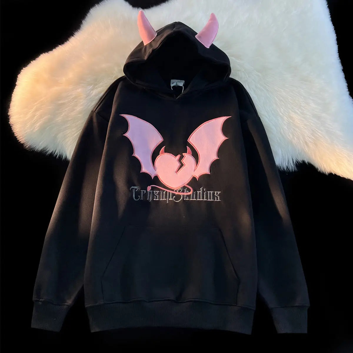 Bat Embroidery Harajuku Hoodie
