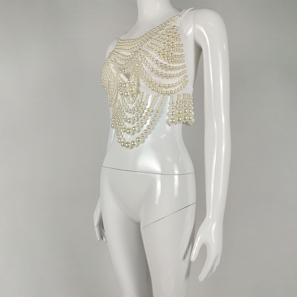 KittenAlarm - Anaya Pearl Embellished Crop Top