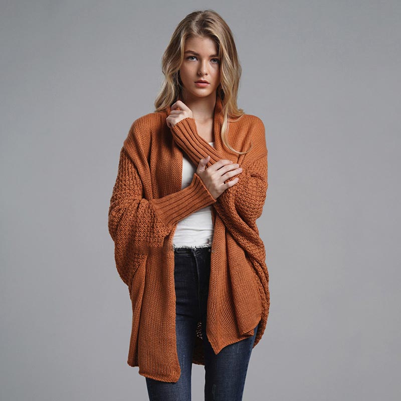Oversized Sweater Knitted Patchwork Batwing Sleeves 12