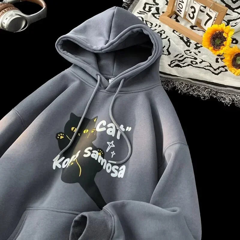 Anime Kawaii Cat Graphic Retro Hoodie