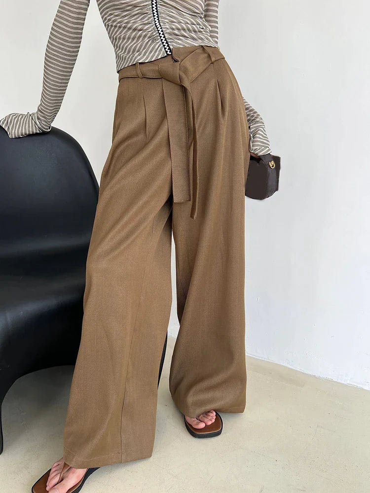 KittenAlarm - Annabella High-Waist Plain Wide-Leg Trouser