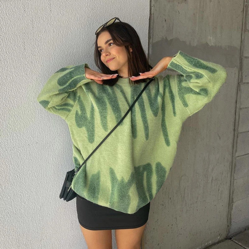 ShoptheCIC Tie Dye Oversized Knit Sweater for Cozy Style
