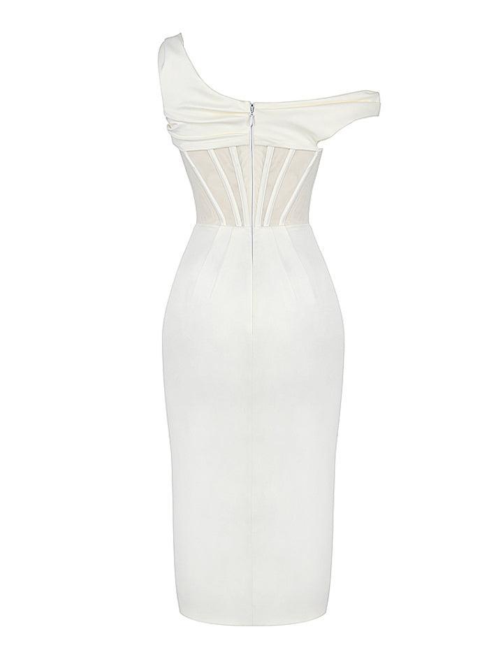 Ariella Satin Corset Dress In Ivory
