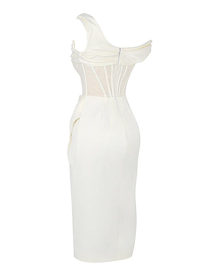 Ariella Satin Corset Dress In Ivory