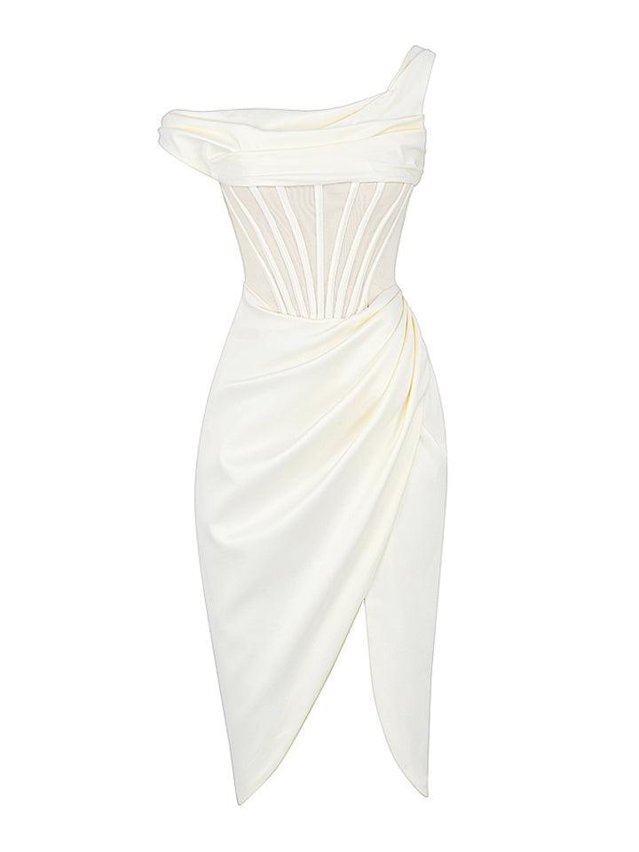 Ariella Satin Corset Dress In Ivory