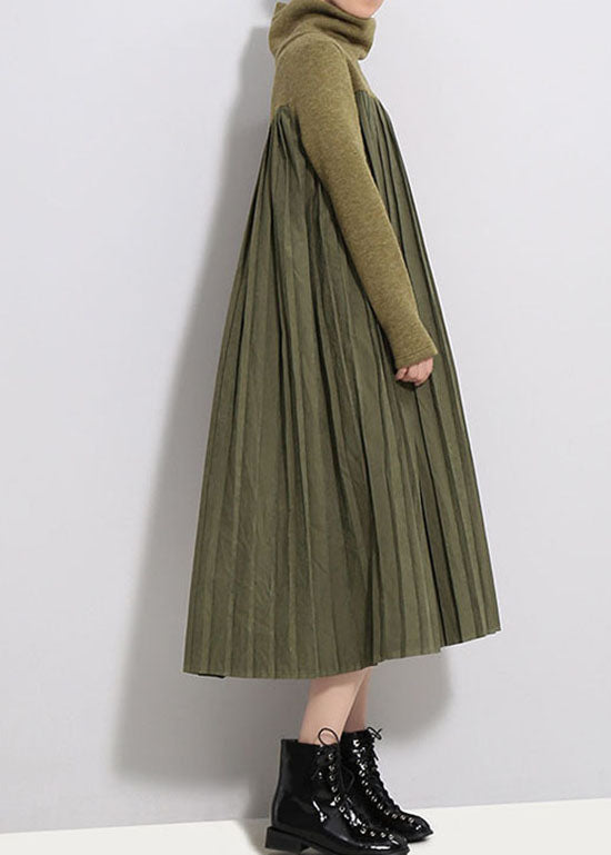 Knit Turtleneck Long Sleeve Asymmetrical A-Line Midi Dress - View 4