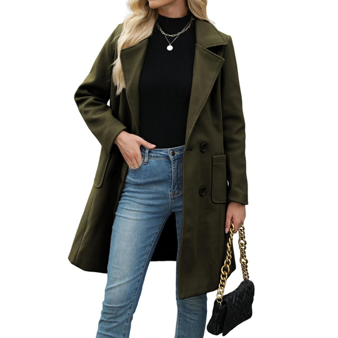 Notch Lapel Double Breasted Longline Coat 8