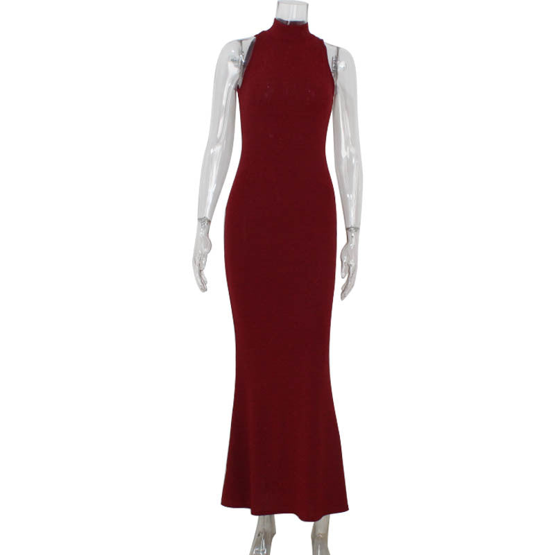 Arrival Party Red Carpet Dress Elegant Halter Sheath Fishtail Dress - Fashionpara