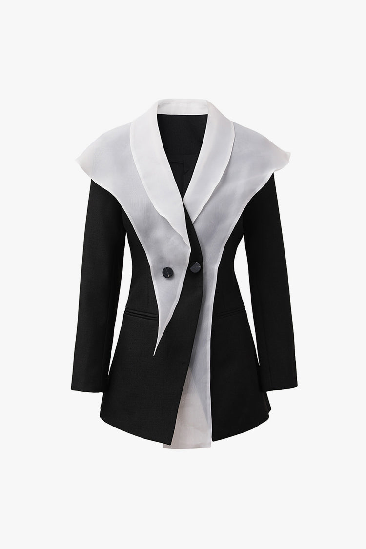 Asymmetric Layered Shawl Collar Tailored Blazer for Women