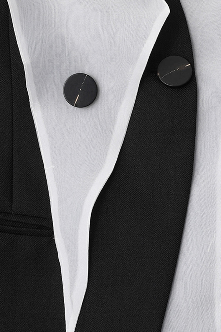 Asymmetric Layered Shawl Collar Tailored Blazer for Women