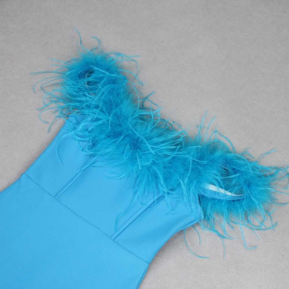 Aubree Sleeveless Feather Maxi Dress - Fashionpara