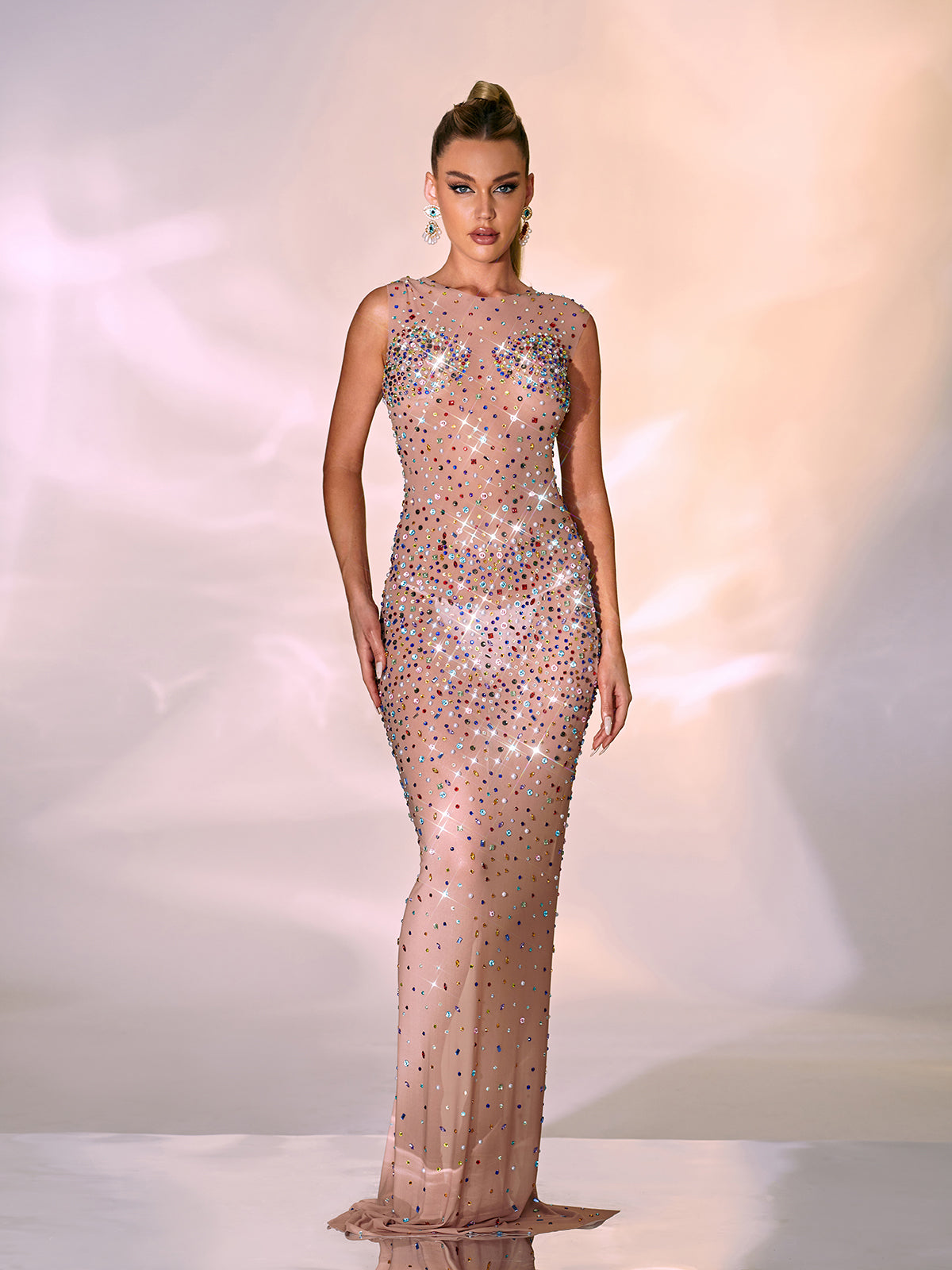 Aubriella Crytsal Embellished Maxi Dress