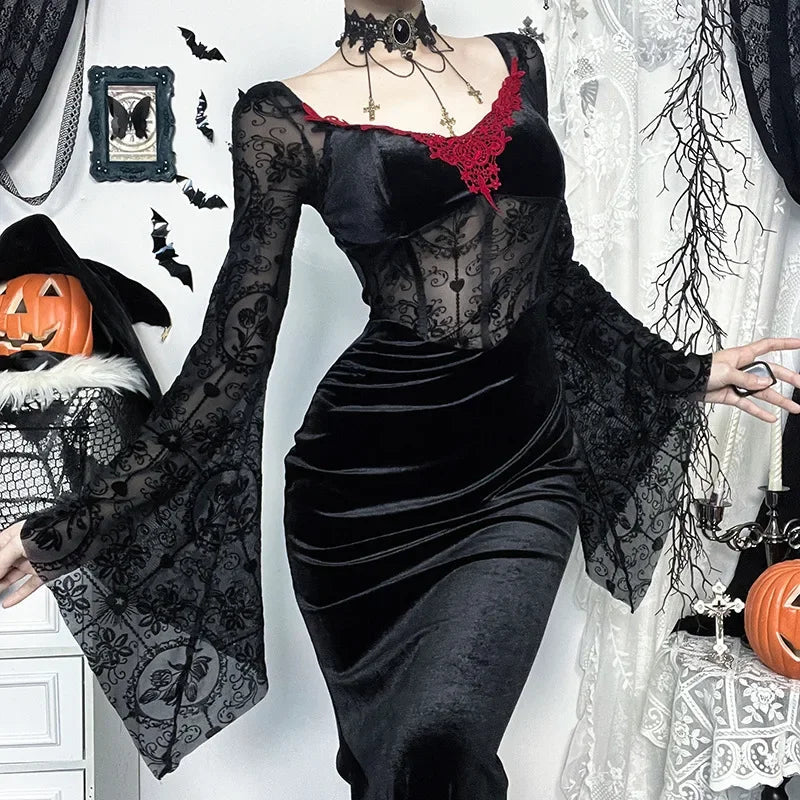 Furry Cloth Vampire Fashion Long Dress