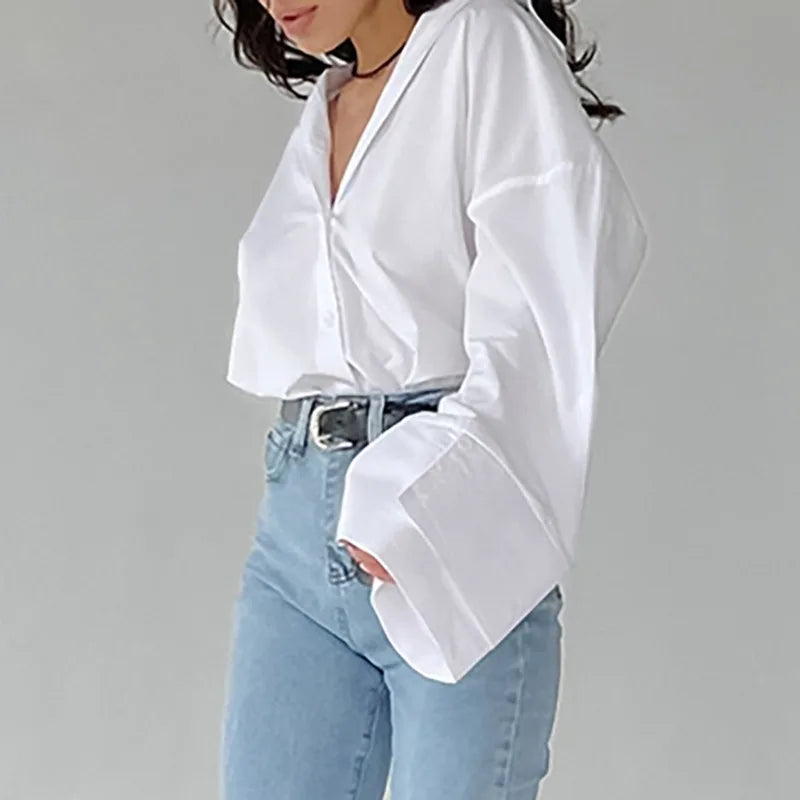 Casual Loose White Shirt Autumn Blouse